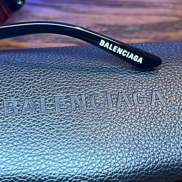 Balenciaga BB0003S 007 Unisex Sunglasses Black Red Orange Yellow - Picture 5 of 6